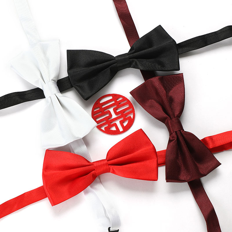 Cross-Border Ready Stock Wedding Groomsmen Bow Tie Men's Black Groom Red Wedding Formal Wear Wholesale Bow Tie