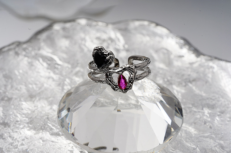 Fashion Heart Shape Copper Plating Rings Ear Studs Necklace 1 Piece