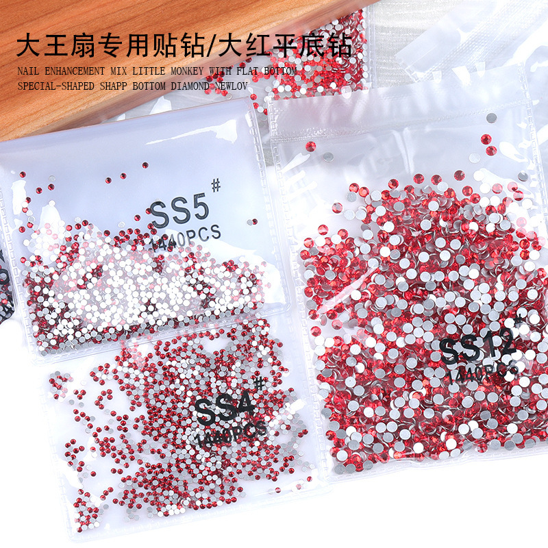 Special Rhinestone Flat-Bottom Round Big Red Nail Art Rhinestone Glass Jewelry Fan Nail Accessory Rhinestone Decoration