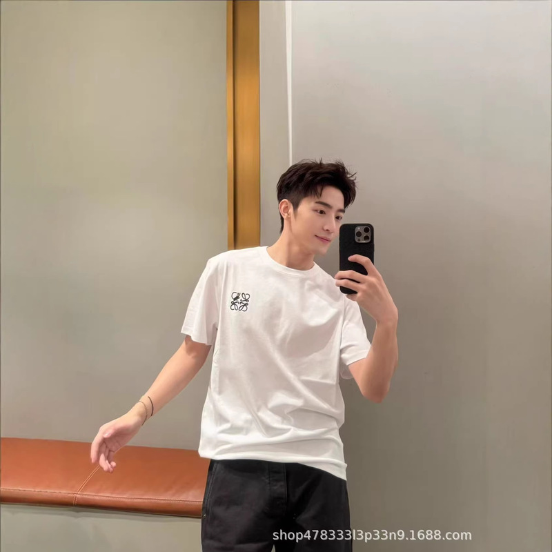 High-End Loewe T-Shirt, Short-Sleeve, Round-Neck, Loose Fit, Unisex Couple's Style, Pure Cotton, Heavyweight High-End Loewe T-Shirt, Short-Sleeve, Round-Neck, Loose Fit, Unisex Couple's Style, Pure Cotton, Heavyweight