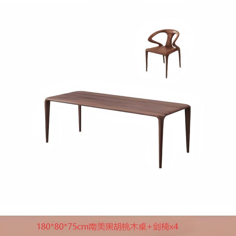 호두나무 테이블 180*80*75cm + 검 의자_4