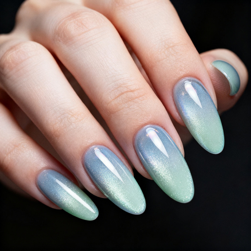 Ins-Style Blue-Green Gradient Cat-Eye Long Almond-Shaped Clear Glossy Nail Tips Cross-Border Fake Nails Ins-Style Blue-Green Gradient Cat-Eye Long Almond-Shaped Clear Glossy Nail Tips Cross-Border Fake Nails