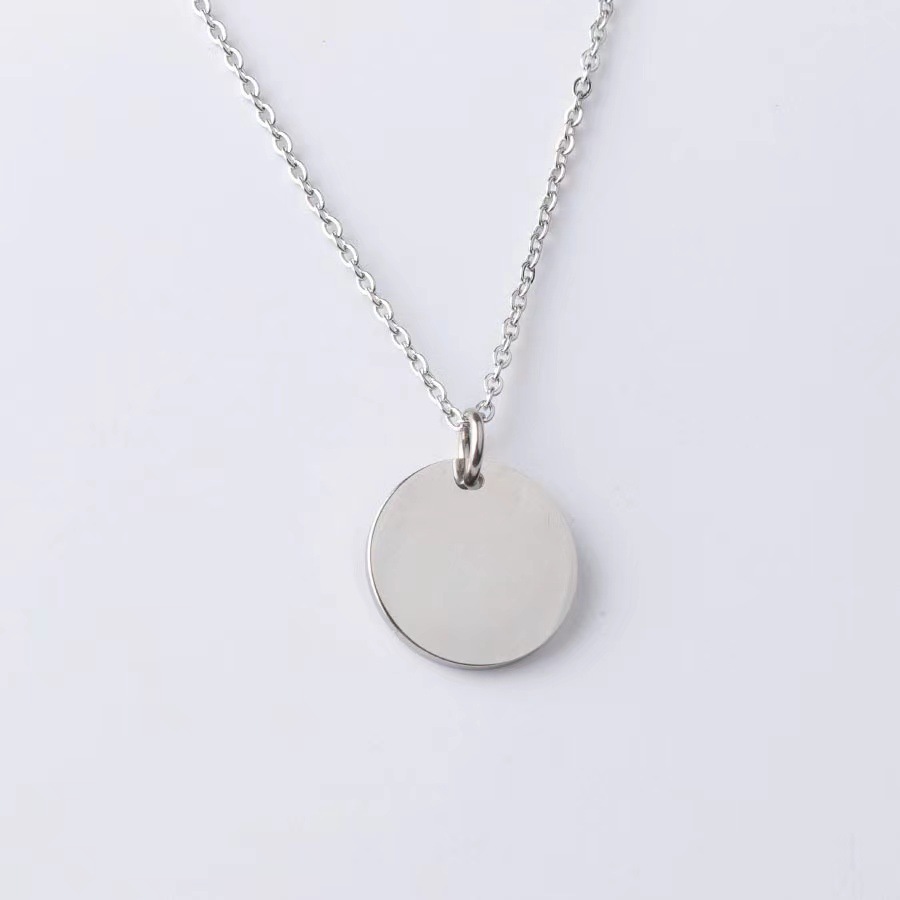 Stainless Steel Pendant Necklace With Customisable Circular Plate_voghion.com