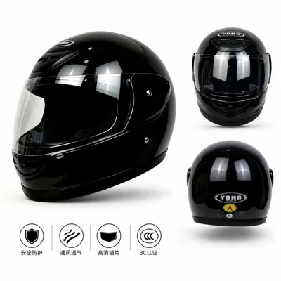 Motorcycle helmet for men, full-face helmet, Motosiklet kaskı (dəbilqə) - black-one-size-fits-all-55-58cm