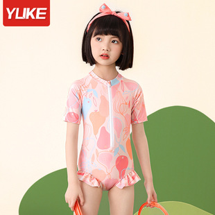 Yuke Children's Swimwear New Girls' One-piece Bikini Baby Children's Swimwear Girls Quick-drying Cute Swimwear