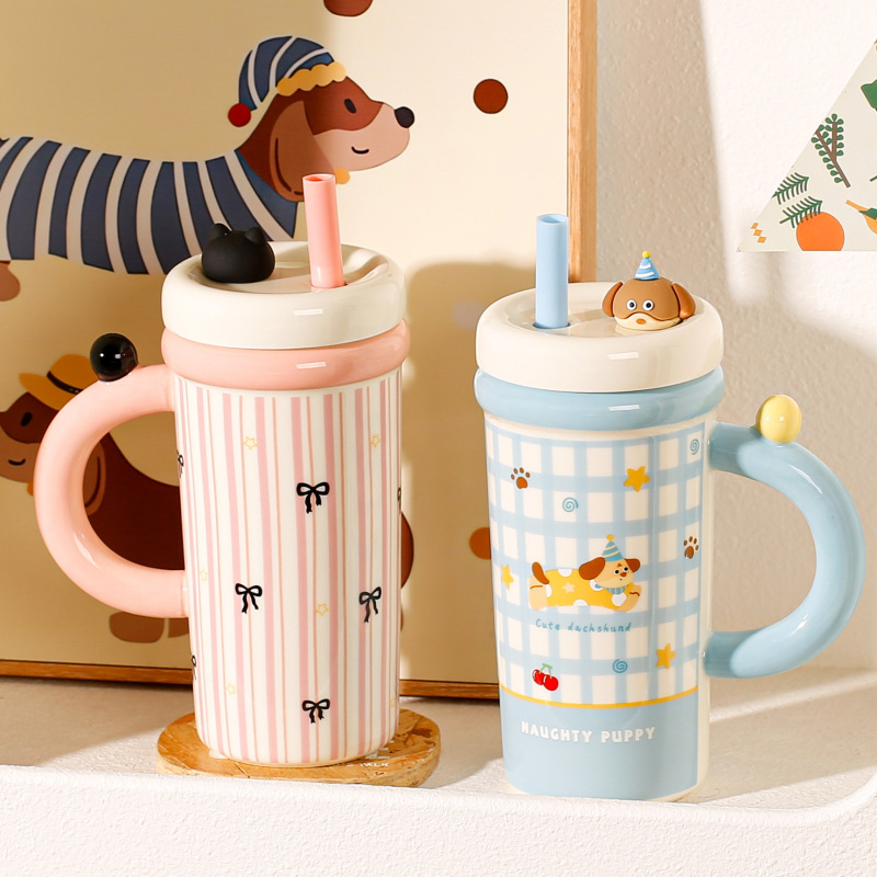 ガールズニッチ高価値マグカップ蓋付きセラミックカップ大容量ウォーターカップコーヒーカップ誕生日プレゼントお土産|undefined