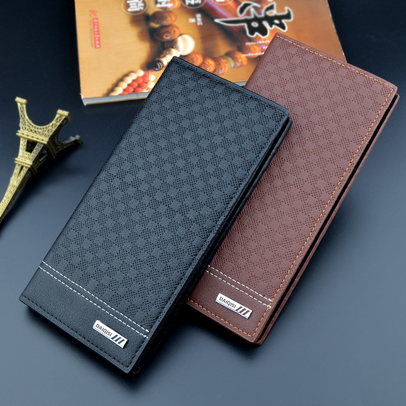 New Men's Wallet Men's Long Fashion Plaid Wallet Thin Vertical Soft Wallet Multi-card Suit Bag for Youth New Men's Wallet Men's Long Fashion Plaid Wallet Thin Vertical Soft Wallet Multi-card Suit Bag for Youth