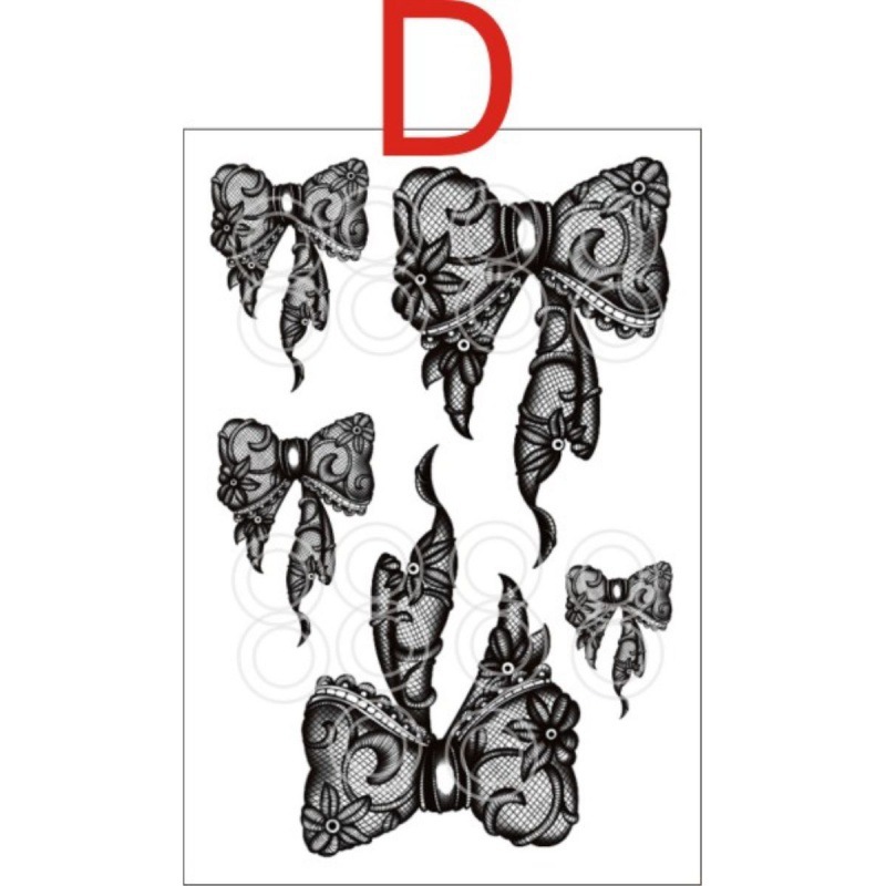 黒模擬レース太ももリボンレースレッグリングタトゥーステッカー防水女性の持続的なセクシーな手首女の子