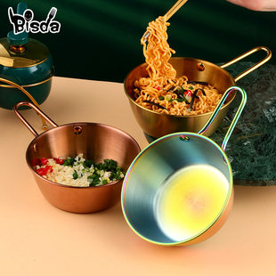 Cross-border Korean 304 stainless steel rice wine bowl, household rice bowl with handle, dipping bowl, restaurant snack barbecue seasoning bowl