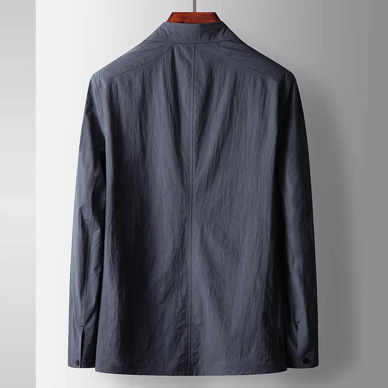 Herrenbekleidung Frühlings- und Sommerstil Revers leicht zerknitterte Hemdversion bügelfreie Jacke junge und mittlere Alter Luxus lässige Hautkleidung_voghion.com