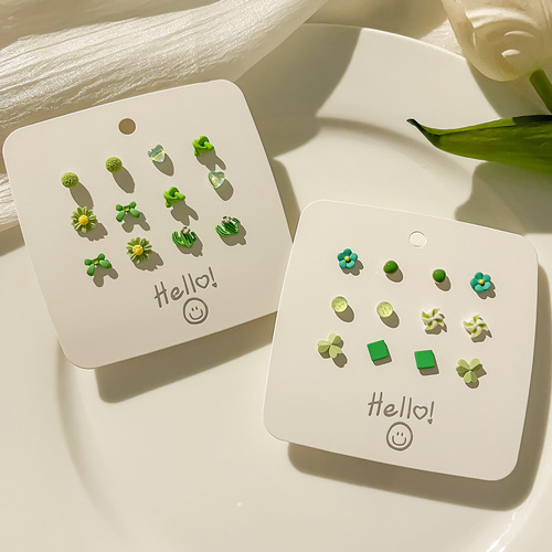 s925 new summer blue suit, simple and versatile, western-style earrings, fresh and forest-style earrings, white and sweet earrings