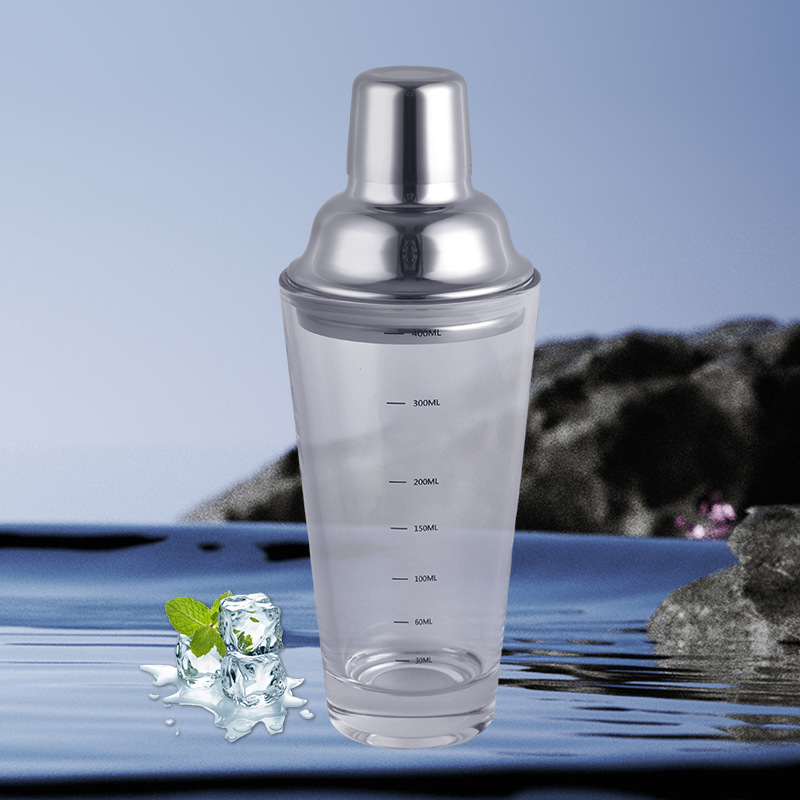 Vidrio de tres secciones con escala 400m coctelera leche té herramienta conjunto completo coctelera de mano de acero inoxidable
