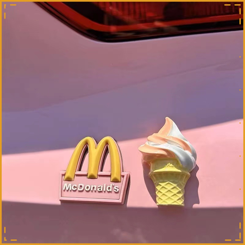 Creative fuchsia sticker for ice cream