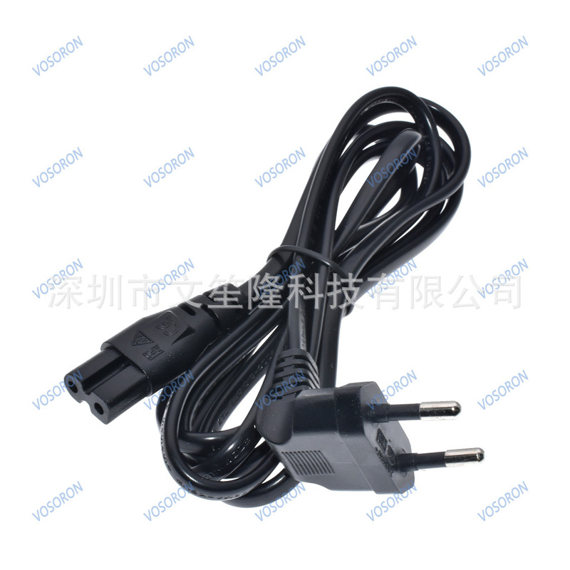 European Standard Two-Pin Plug to D-Type Figure-Eight Ac Power Extension Conversion Cable for Home Appliances and Servers European Standard 1.8m