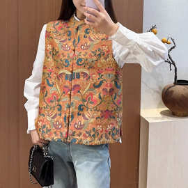 2026年春款新中式凤凰戏马时尚真丝人丝混纺马甲喜庆国风马夹上衣