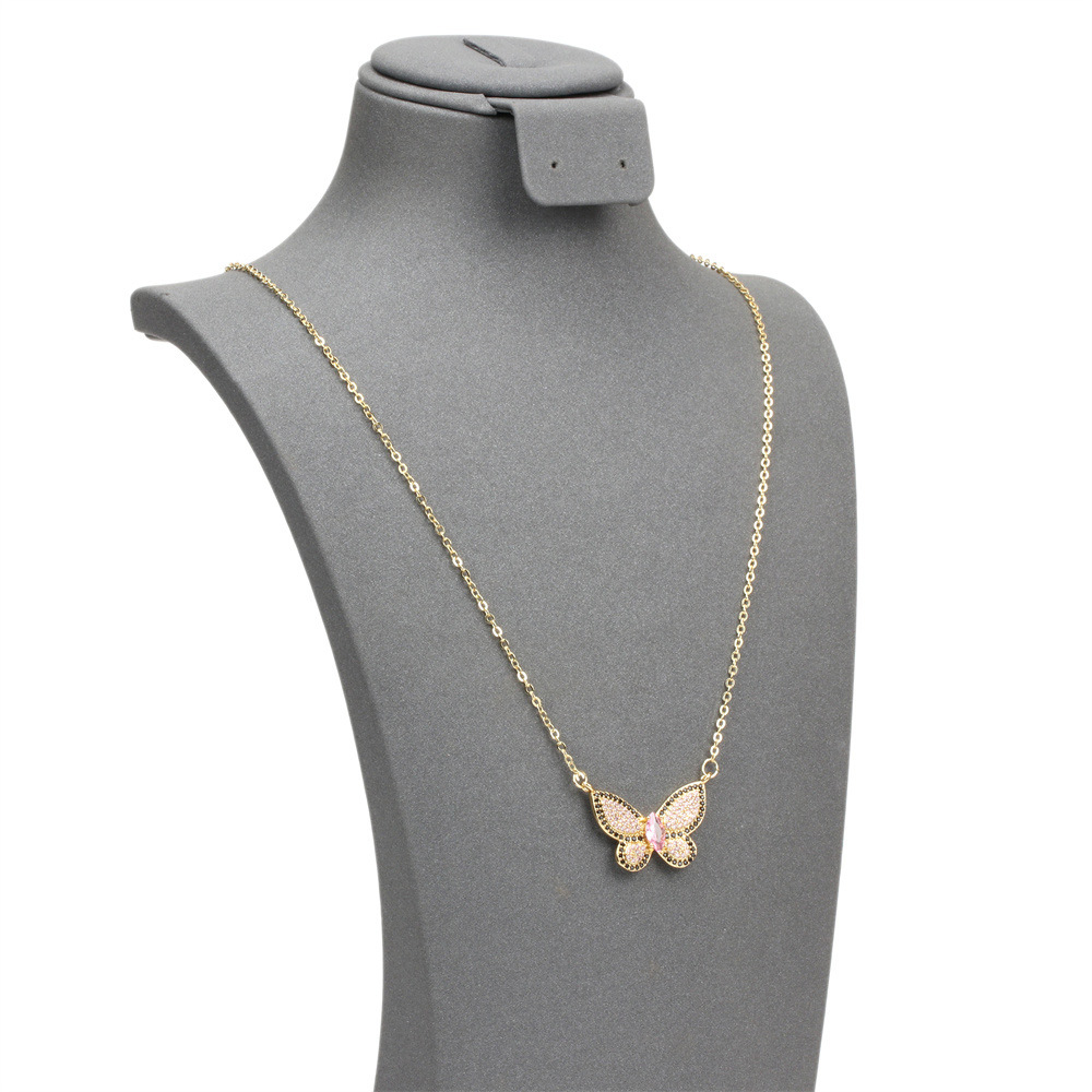 Fashion Copper Inlaid Micro Zircon Butterfly Pendant Collarbone Chain Tide Accessories display picture 3