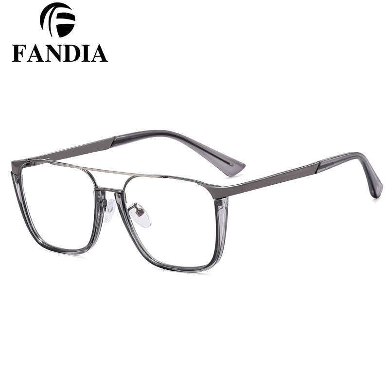 81137 nuevo espejo óptico europeo y americano de doble viga retro, los hombres pueden equiparse con el grado de adelgazamiento, tendencia, marco de ojo grande, mujer