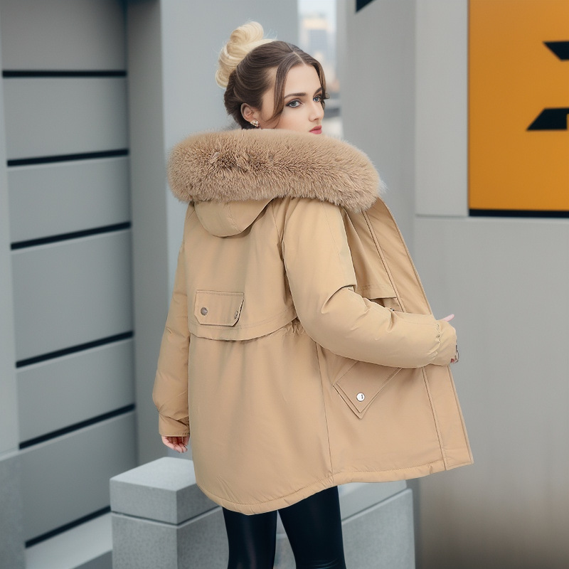 Plush e Thickened Pie supera casaco curto 2024 nova jaqueta de plumas algodão robe feminino inverno_voghion.com