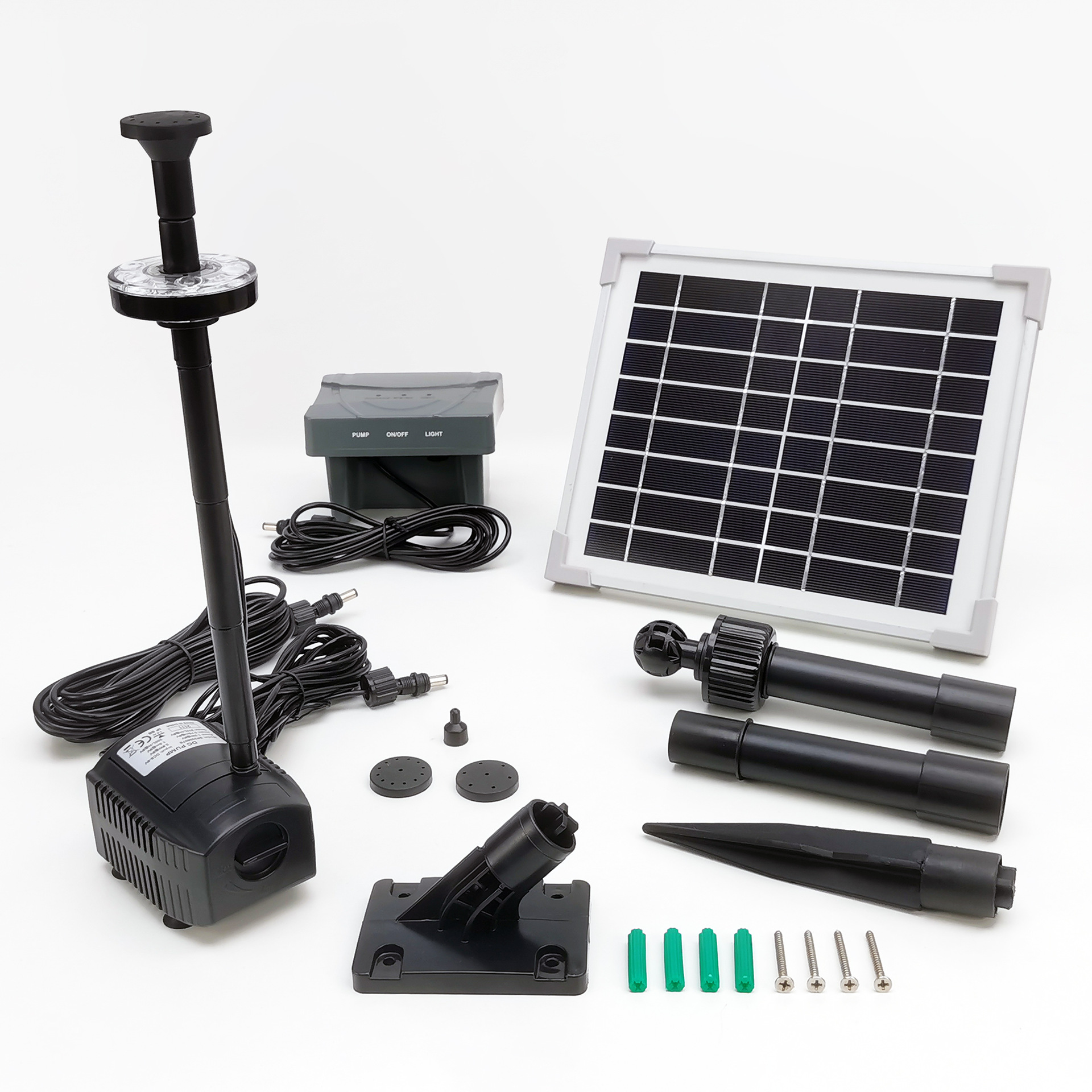 6W/8V LED灯太阳能喷泉泵带电池包花园池塘景观泵-SPBL6-320607E