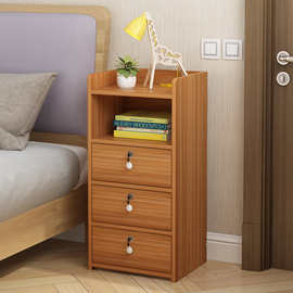 床头柜简约现代储物柜置物架带锁卧室迷你小型床边柜经济型小柜子