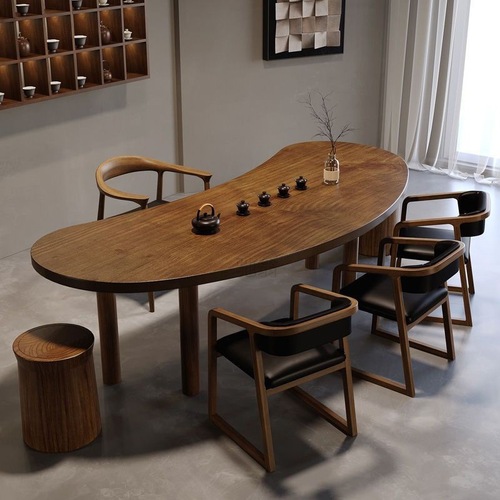 3L solid wood large panel tea table and chair set minimalist modern tea console balcony curved tea brewing table conference table large tea