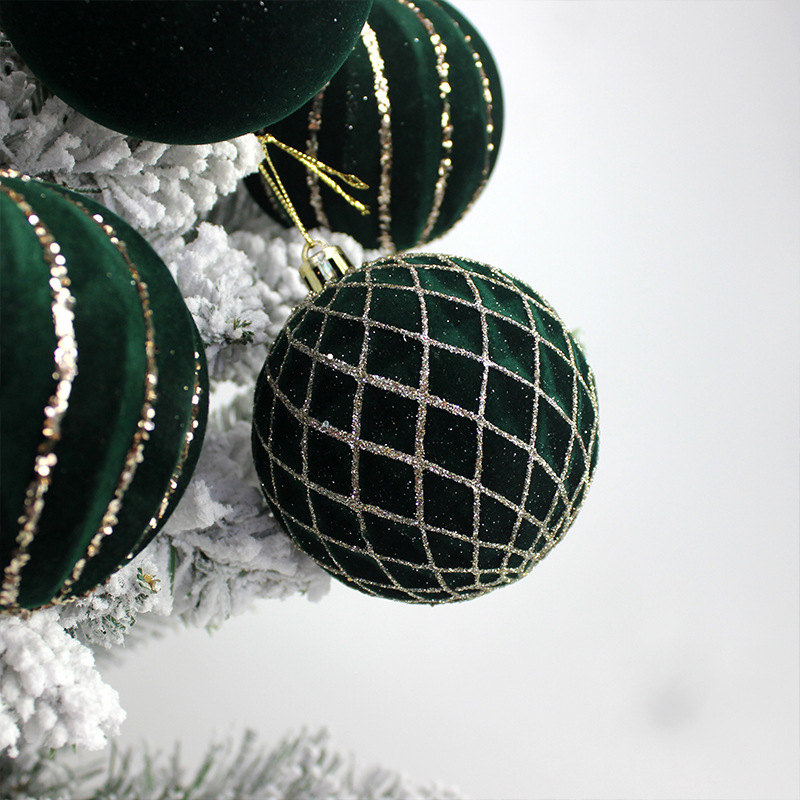 Flocked Navidad Bolas de Navidad Bolas de Navidad Colgante de árbol de Navidad Accesorios de Navidad Colgante de decoración de Navidad