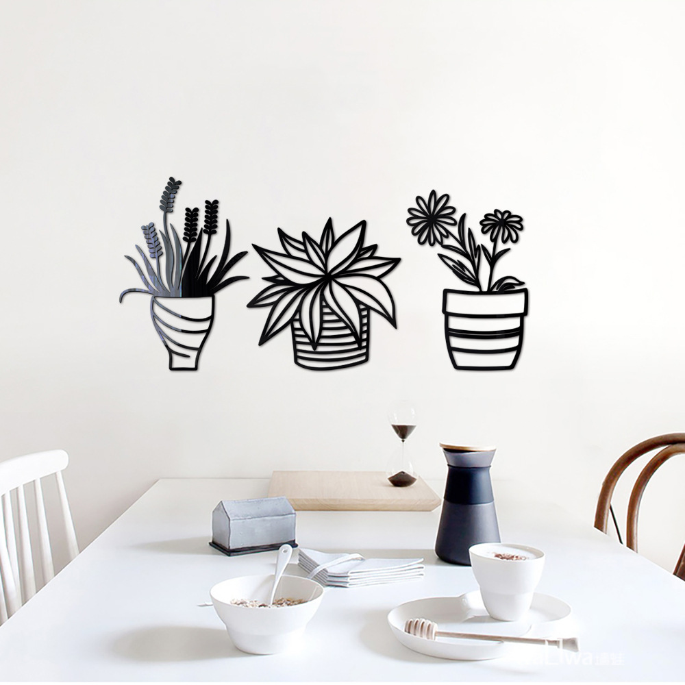 3d Potted Plant Acrylic Mirror Wall Sticker For Home Decoration_voghion.com