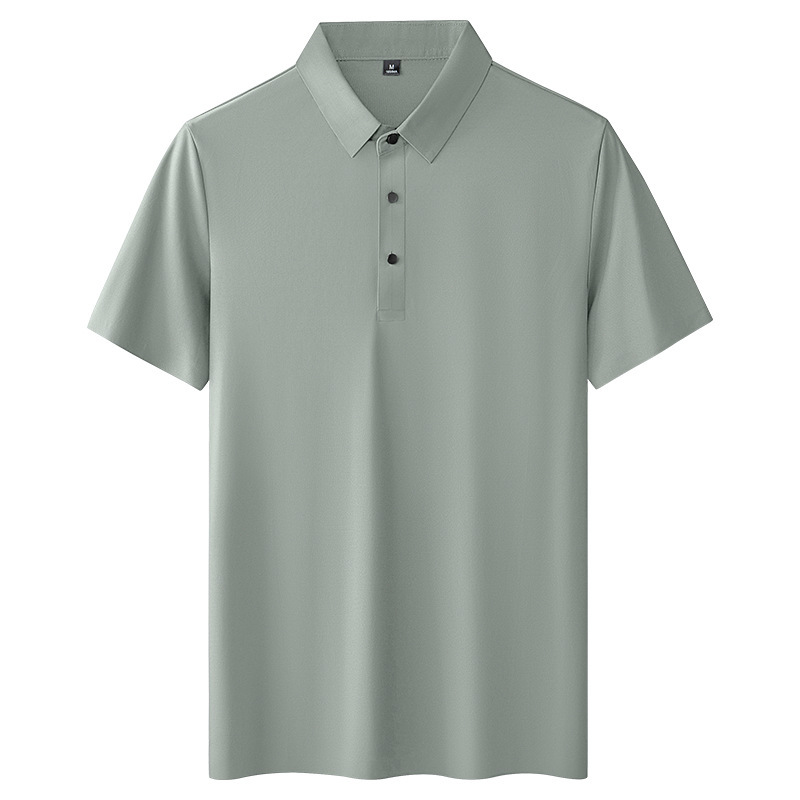 ビジネスシルケットシームレスメンズ半袖ポロシャツアイスシルクラペルTシャツ夏の新しいポールトップ服|undefined