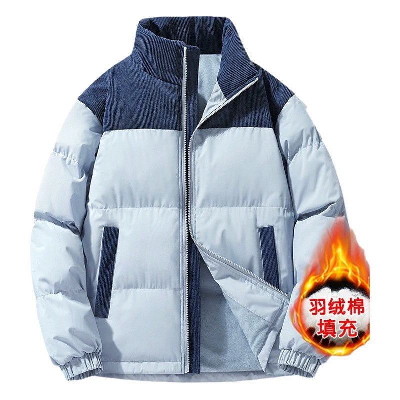 Новая осенне-зимняя мужская куртка из корейского хлопка 2023 года, модный бренд, с цветовыми блоками, стильная, свободного кроя, утепленная куртка-пуховик, утолщенное хлопковое пальто.