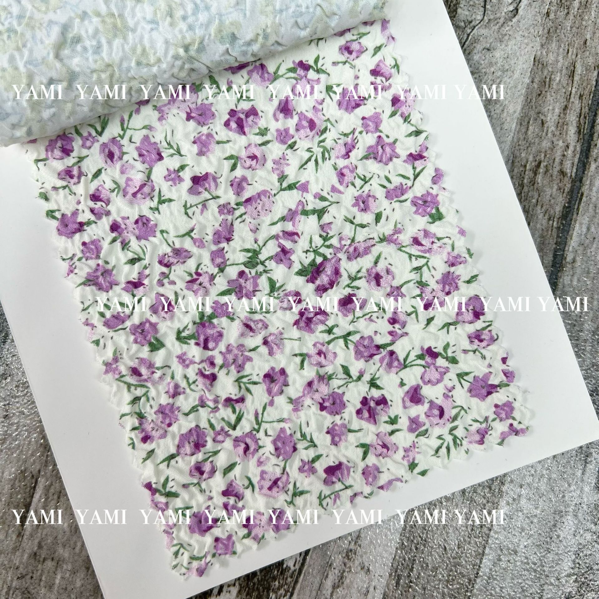 Suministro directo de fábrica burbuja crepé tela de impresión pequeña floral verano vestido camisa de impresión jacquard poliéster