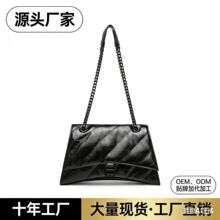 沙漏包B家包包女2025年新款秋季绣线斜挎包链条腋下包单肩斜挎包