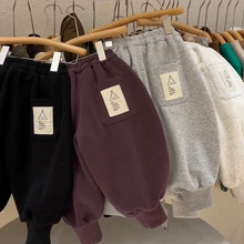 儿童秋冬季加绒运动裤男童女童冬款束脚裤宝宝冬装裤子潮0206A053