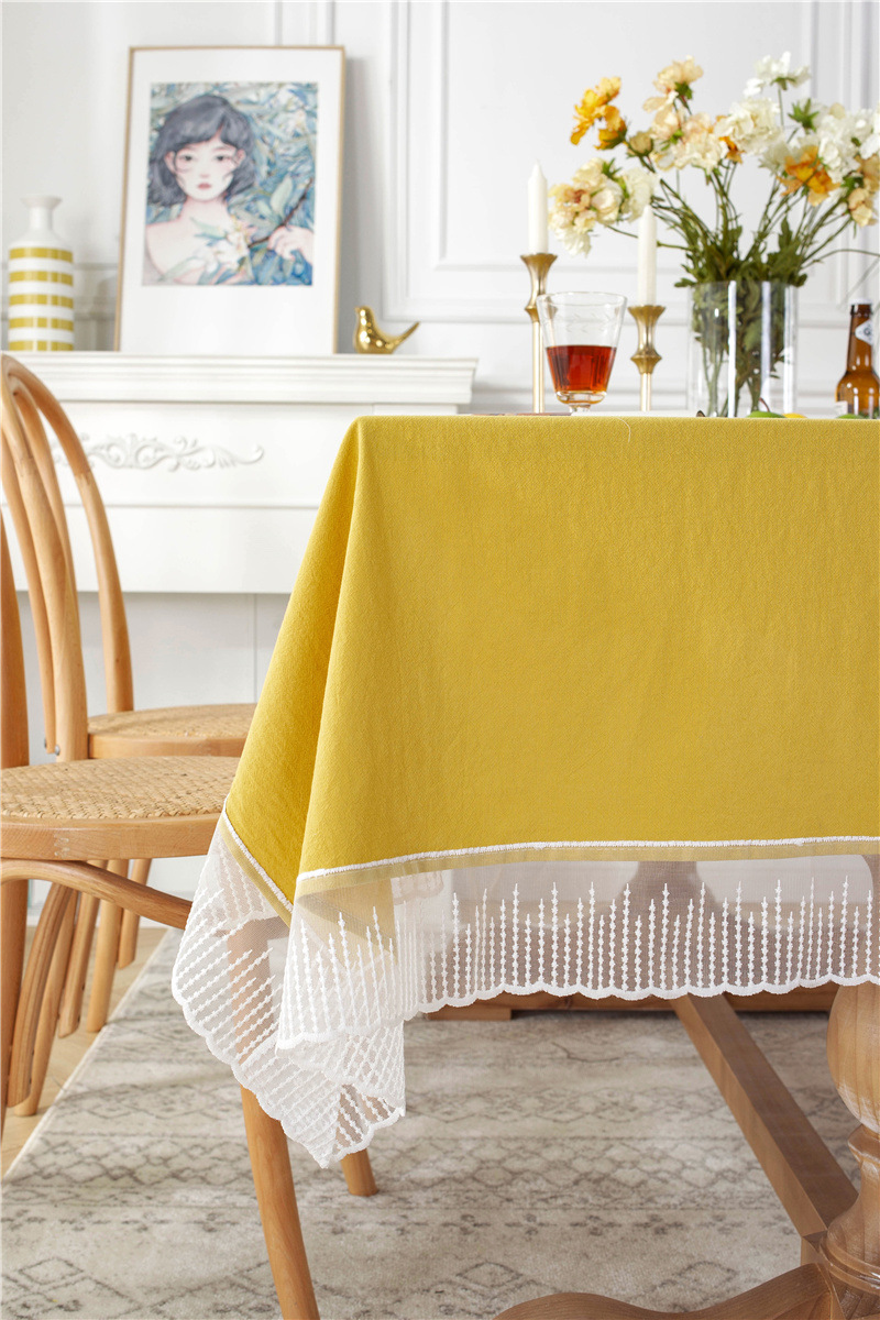 Romantic Solid Colour Washed Cotton Lace Tablecloth For Dining_voghion.com