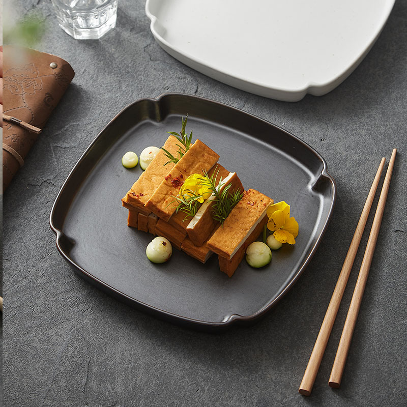 Platos cuadrados profundos de alta calidad, platos de platos creativos para el hogar, platos de hotel, platos de cerámica de restaurante de alta calidad