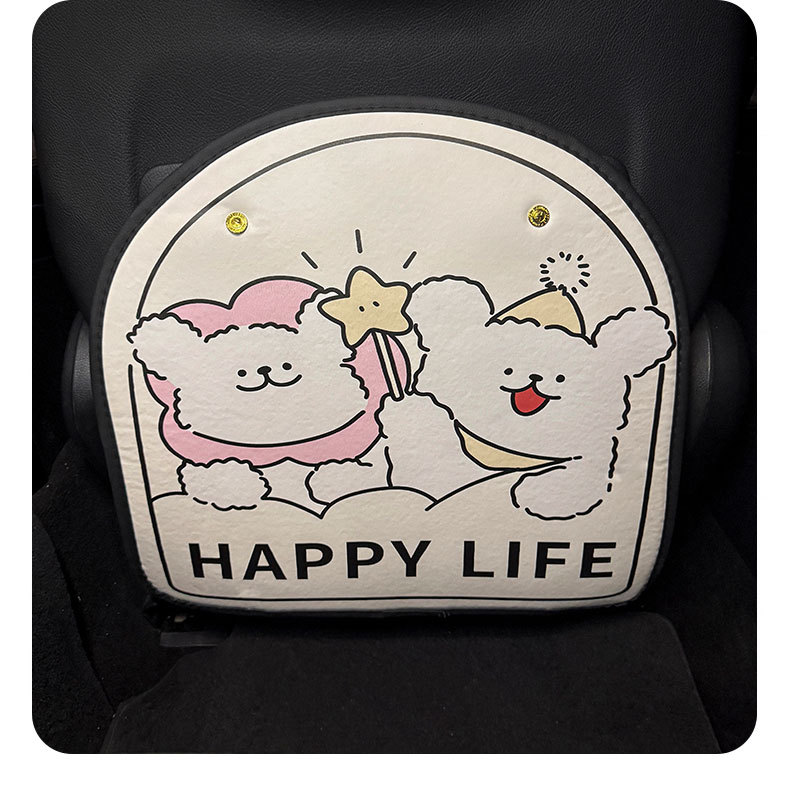 Car Seat Back Anti-Kick Pad for Women Cute Line Puppy Car Leather Seat Back Anti-Fouling Pad Cartoon Protective Pad