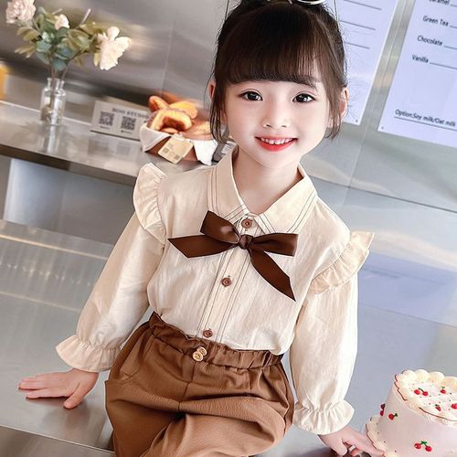 Girls' Spring and Autumn Long-Sleeve Set  New Fashion Little Girl Ankle Pants Set Trendy Baby Clothes