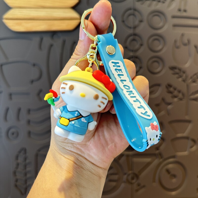 かわいい漫画赤と青 kt 猫キーホルダーサンリオ人形バッグキーホルダーペンダントイベント人形マシンギフト|undefined
