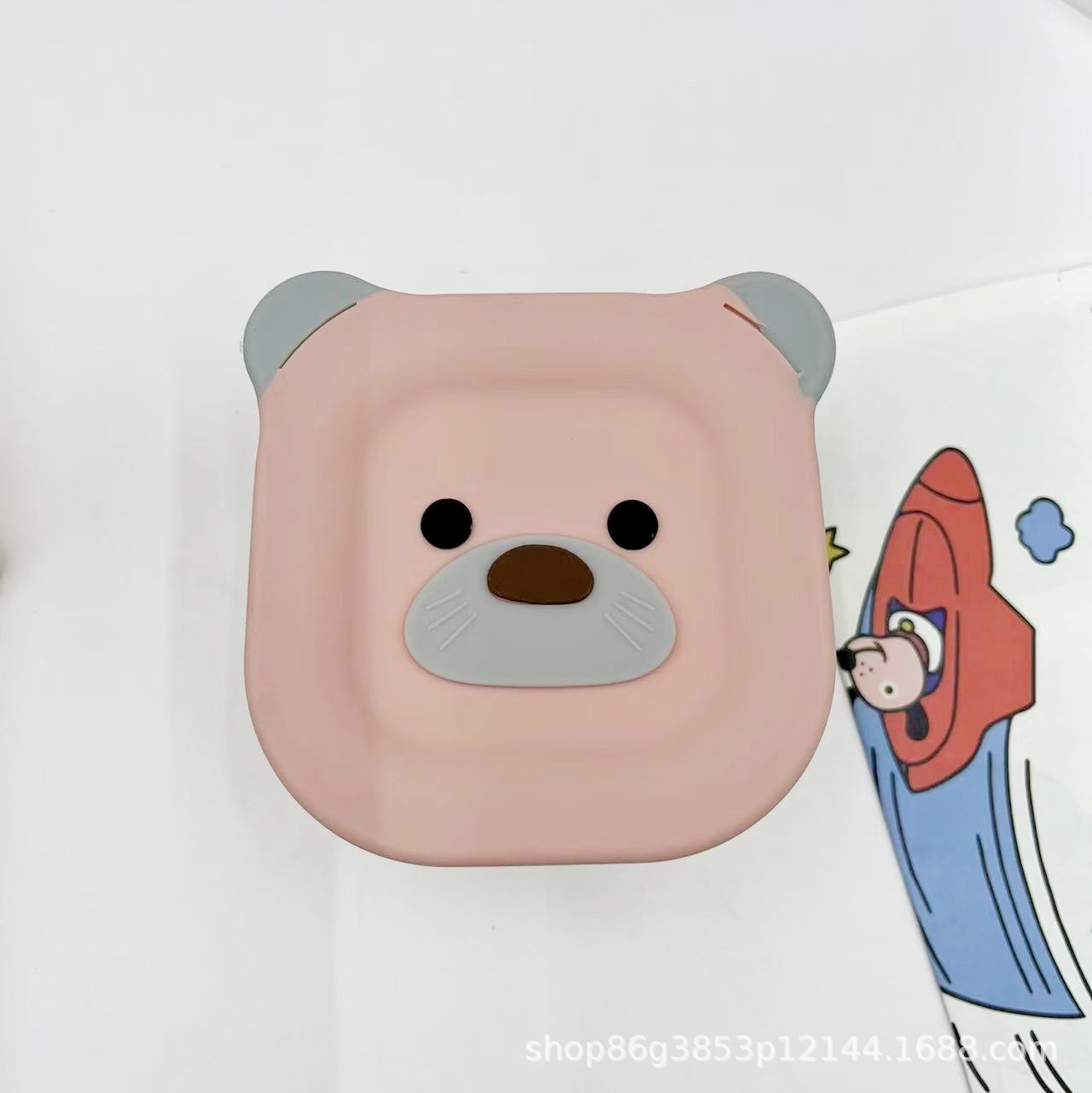 Cubierta de silicona de oso 240ml de alta borosilicona, caja de preservación de alimentos suplementarios, cubierta para bebés, caja de almuerzo, sellado fresco