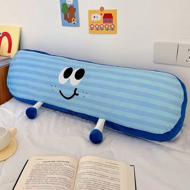 파란색과 보라색 줄무늬 긴 베개 90cm