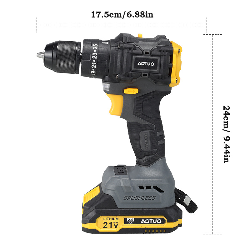 Transfronterizo sin escobillas taladro de mano taladro de impacto pequeño taladro de pistola doméstico herramienta eléctrica de litio multifuncional tornillo eléctrico recargable