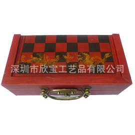 2026新款跨境立体国际象棋 仿古工艺木制贴PU棋盘 树脂人物棋子多