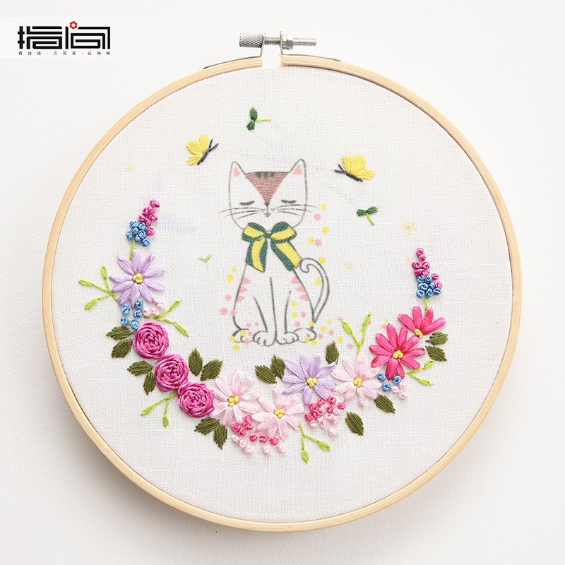 Bordado DIY material de mano bolsas de bordado Lu tela primaria bordado cinta tridimensional bordado zodiaco cerdos bordado bambú tensión colgar creativo