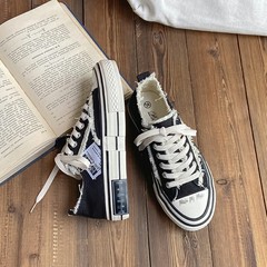 Wu Jianhao's canvas shoes—same style as the women's 2023 new "beggar" shoes, versatile footwear for fall and winter; chunky-soled sneakers perfect for students.