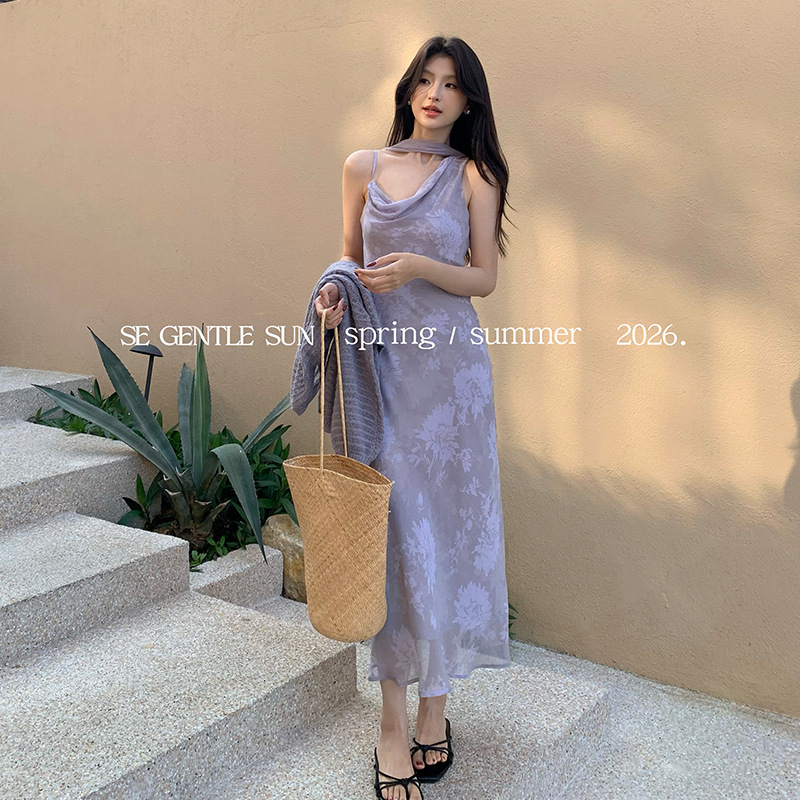 【Special Price, No Returns or Exchanges】Summer Ruffled Neck Strap Dress, Printed Pure Desire Vacation Dress for Women 88503 【Special Price, No Returns or Exchanges】Summer Ruffled Neck Strap Dress, Printed Pure Desire Vacation Dress for Women 88503