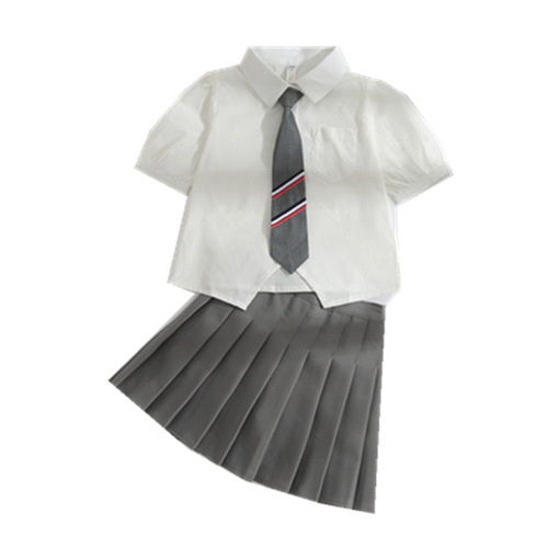 JK uniform shirt top for girls, short-sleeve original summer college style bubble sleeve white blouse with pleated skirt set