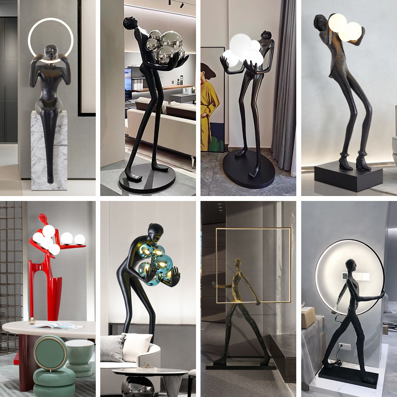 Humanoid Art Sculpture Floor Lamp for Living Room, Light Luxury Design, Modern Creative Exhibition Hall Decorative Ornament, Stylish Floor Lamp