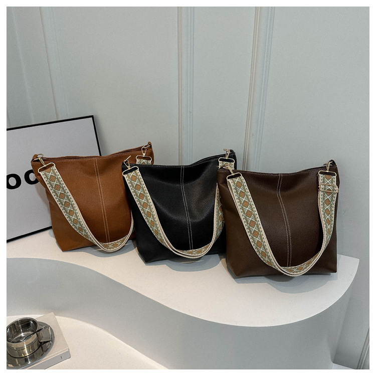 Borsa a secchiello vintage texture donna con tracolla larga_voghion.com