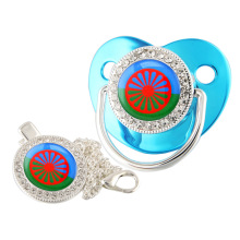 吉普赛罗姆人旗帜钻石安抚奶嘴18个颜色配链条夹