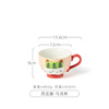 Cute cup with glass, cartoon capacious coffee ceramics, hand painting