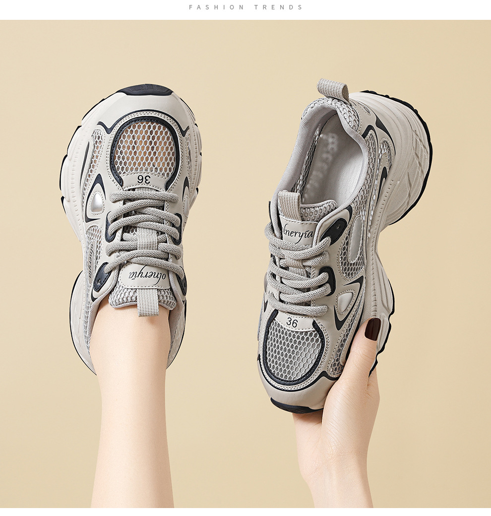 Giày sneaker nữ da thật lưới đế dày thoáng khí chống trơn tăng chiều cao 2025 — JST 7009 xám xanh [mạng đôi], JST 7132 Bạc [Mẫu lưới đơn mùa hè], Thẻ JST 7036m [mạng kép], JST 7009-1 Xám Xanh [Mẫu lưới đơn mùa hè] chi tiết 5
